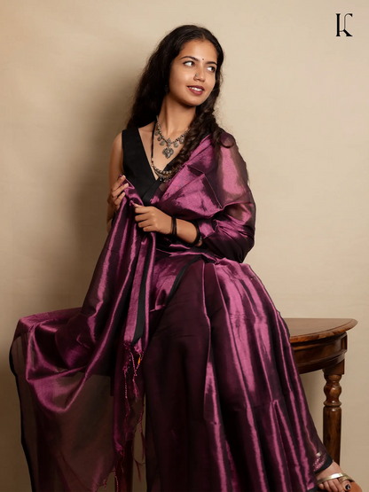 Kahanni Wine Purple Tissue Silk