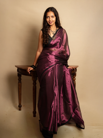 Kahanni Wine Purple Tissue Silk